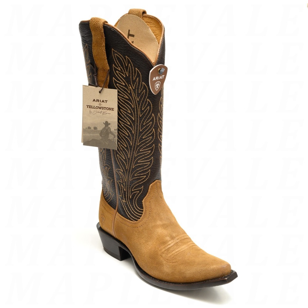 ARIAT Women's Yellowstone Arena Dirt Leather Western Boots Sz 7.5 Tan/Toffee NIB - Picture 14 of 16